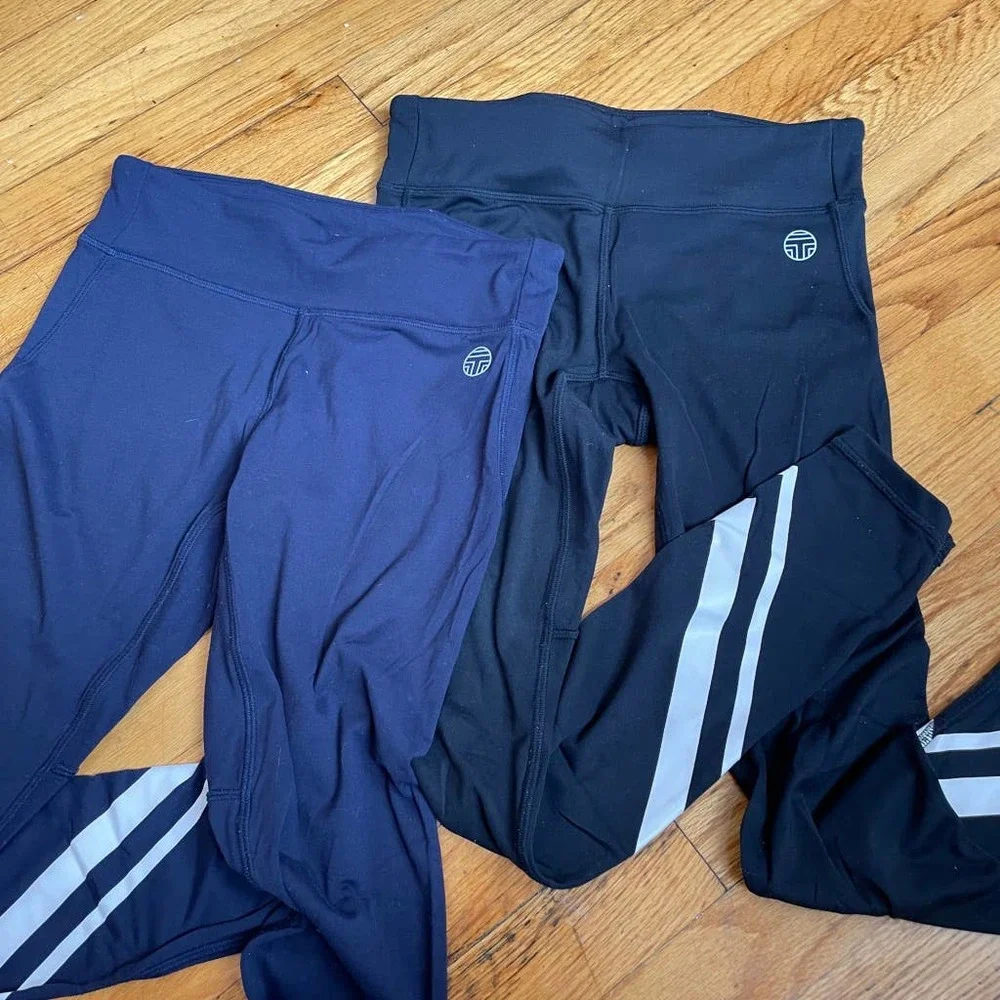 Bundle of 2 Tory Sport High Rise Chevron Weightless Leggings Black & Navy Sz S - Picture 2 of 7
